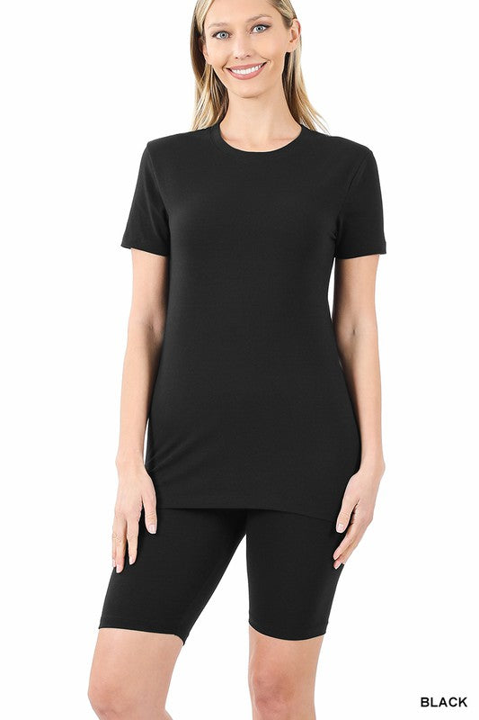 Cotton Round Neck Top & Bike Shorts Set - GLS Clothing Shop