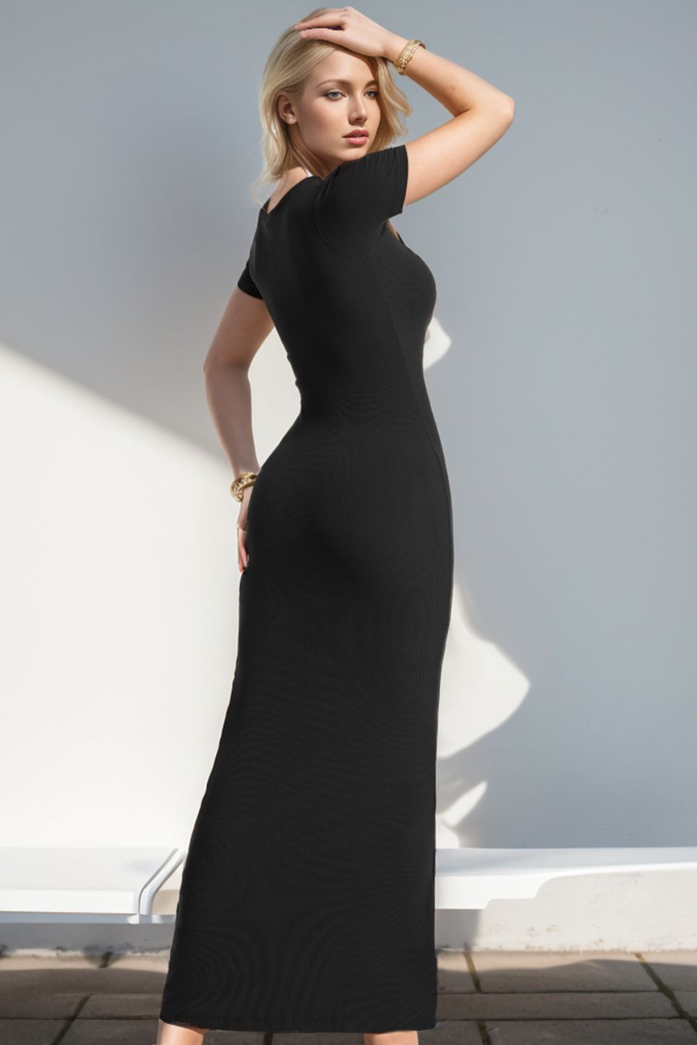 Basic Bae Built-In Shapewear Square Neck Short Sleeve Maxi Dress - GLS Clothing Shop