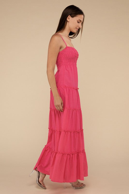 Woven Smocked Top Tiered Cami Maxi Dress - GLS Clothing Shop