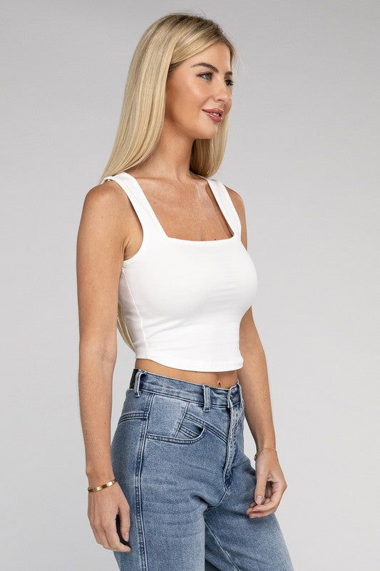 Cotton Square Neck Cropped Cami Top - GLS Clothing Shop