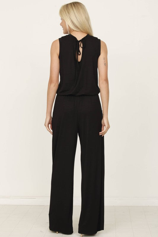 plus solid draw string pocket jumpsuit - GLS Clothing Shop