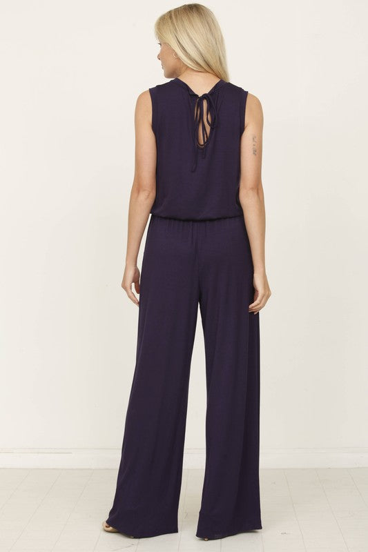 plus solid draw string pocket jumpsuit - GLS Clothing Shop