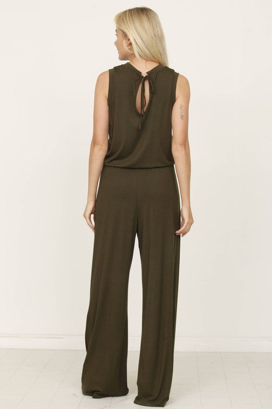 plus solid draw string pocket jumpsuit - GLS Clothing Shop