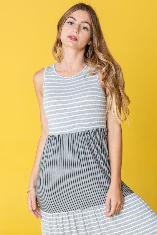 Plus Sleeveless Stripe Tiered Maxi Dress - GLS Clothing Shop