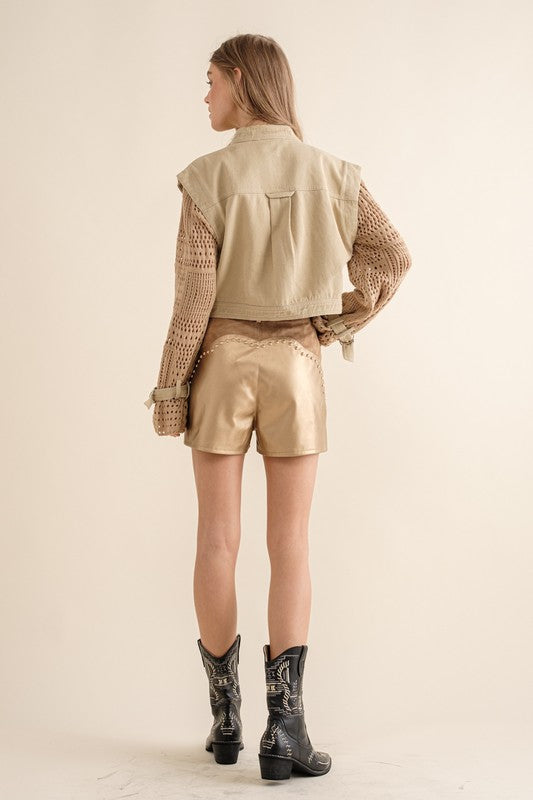 Twill Crop Crochet SLV Jacket - GLS Clothing Shop