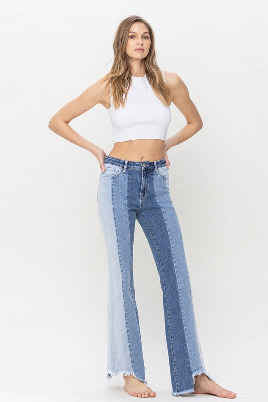 High Rise Relaxed Flare With Uneven Raw Hem - GLS Clothing Shop