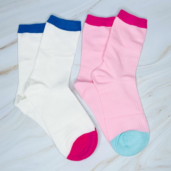 Color Block Socks Set Of 2 - GLS Clothing Shop