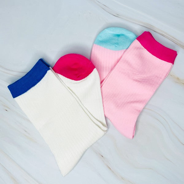 Color Block Socks Set Of 2 - GLS Clothing Shop