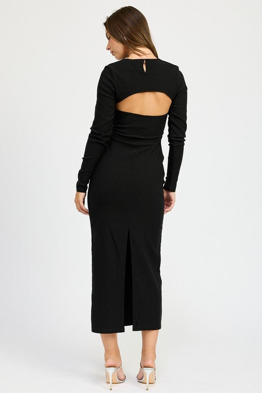 LONG SLEEVE CUTOUT MIDI DRESS - GLS Clothing Shop