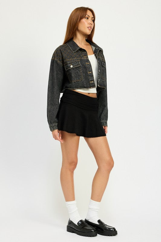 EMBROIDERED DENIM CROP JACKET - GLS Clothing Shop