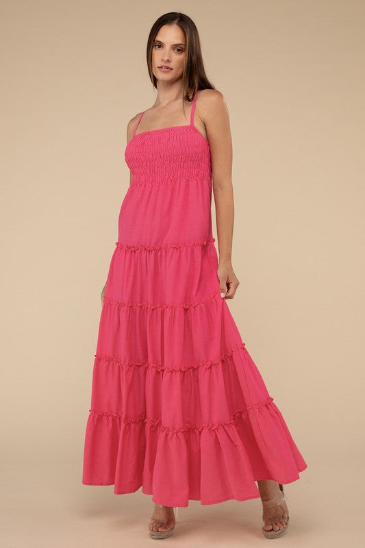 Woven Smocked Top Tiered Cami Maxi Dress - GLS Clothing Shop