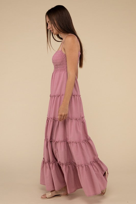 Woven Smocked Top Tiered Cami Maxi Dress - GLS Clothing Shop