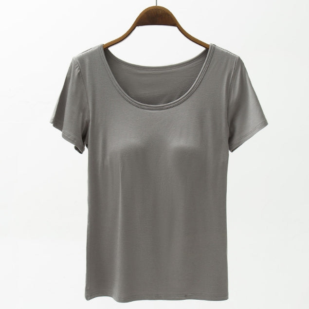 Round Neck Modal T-Shirt with Bra - GLS Clothing Shop