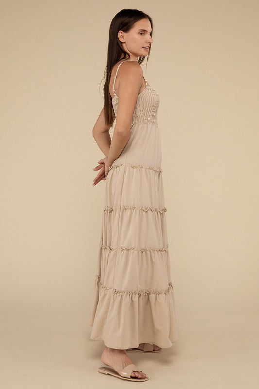 Woven Smocked Top Tiered Cami Maxi Dress - GLS Clothing Shop