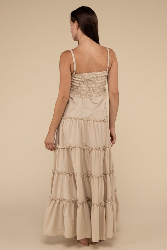 Woven Smocked Top Tiered Cami Maxi Dress - GLS Clothing Shop