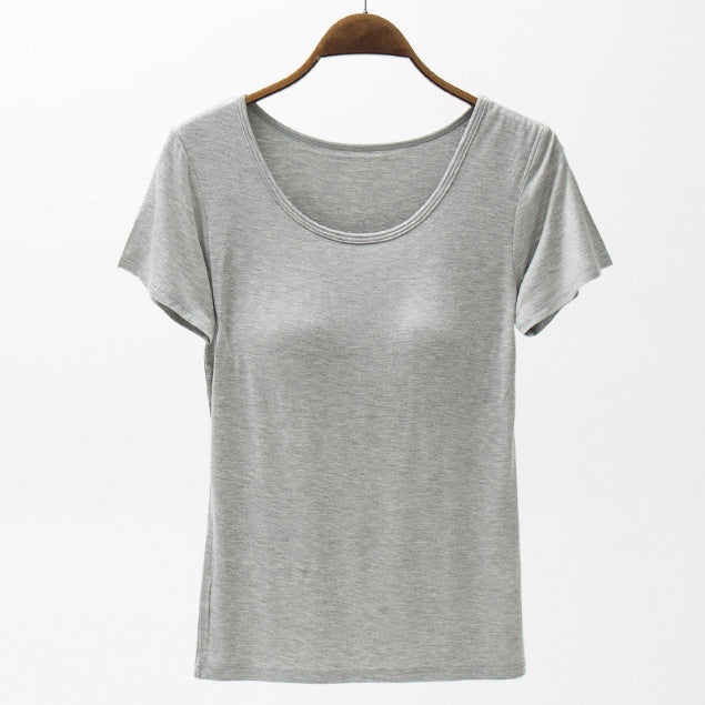 Round Neck Modal T-Shirt with Bra - GLS Clothing Shop