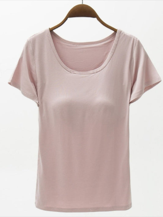 Round Neck Modal T-Shirt with Bra - GLS Clothing Shop