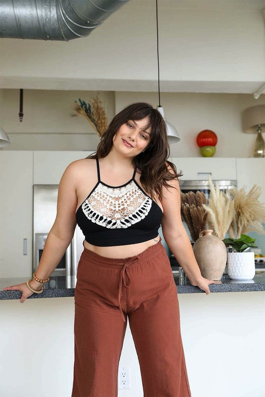 Plus Size Crochet Lace High Neck Bralette - GLS Clothing Shop