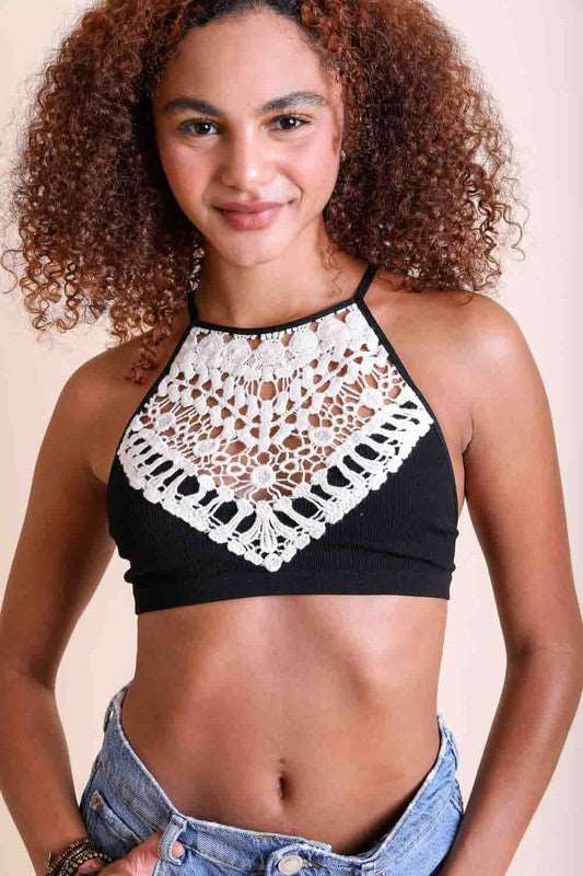 Crochet Lace High Neck Bralette - GLS Clothing Shop