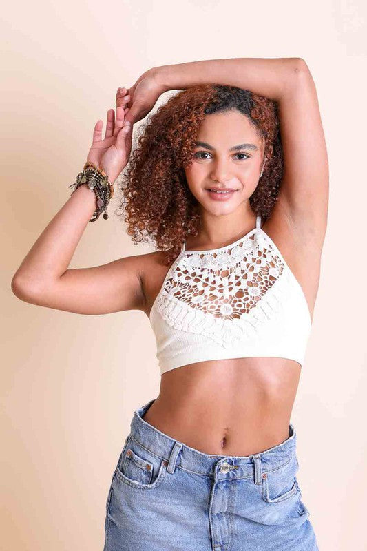 Crochet Lace High Neck Bralette - GLS Clothing Shop