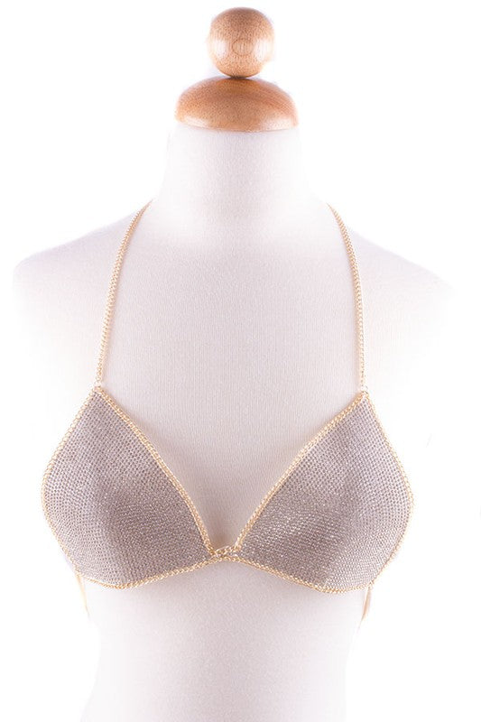 RHINESTONE BODY CHAIN LINED BRALETTE - GLS Clothing Shop