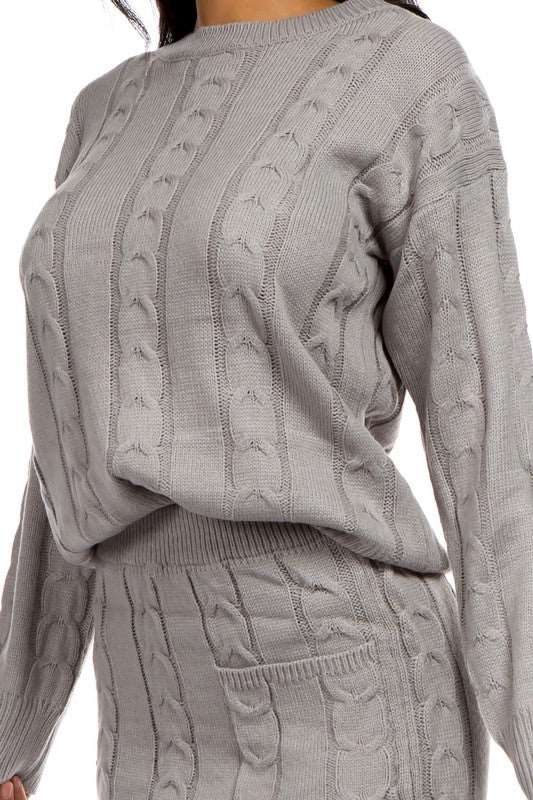 Sweater Skirt Set - Grey - GLS Clothing Shop