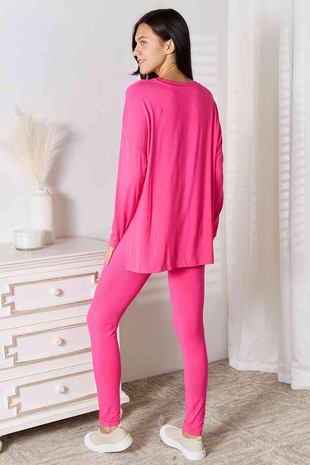 V-Neck Soft Rayon Long Sleeve Top and Pants Lounge Set - GLS Clothing Shop