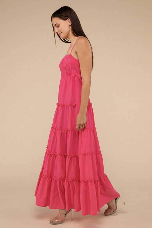 Woven Smocked Top Tiered Cami Maxi Dress - GLS Clothing Shop