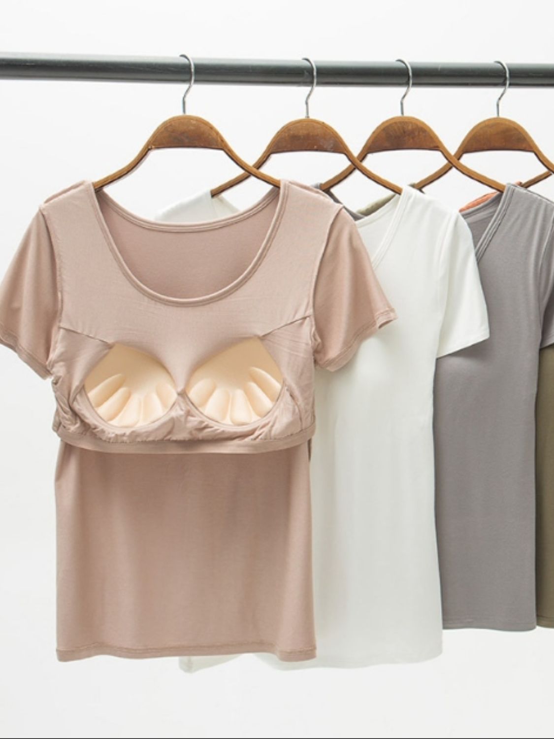 Round Neck Modal T-Shirt with Bra - GLS Clothing Shop