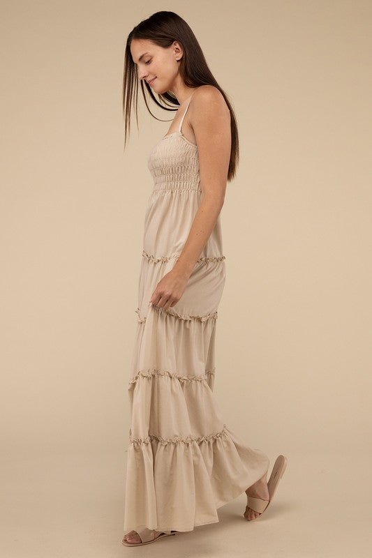 Woven Smocked Top Tiered Cami Maxi Dress - GLS Clothing Shop