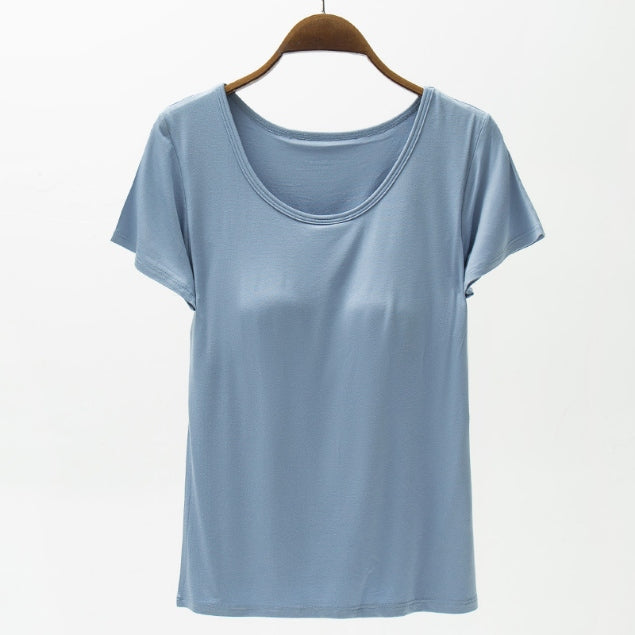 Round Neck Modal T-Shirt with Bra - GLS Clothing Shop