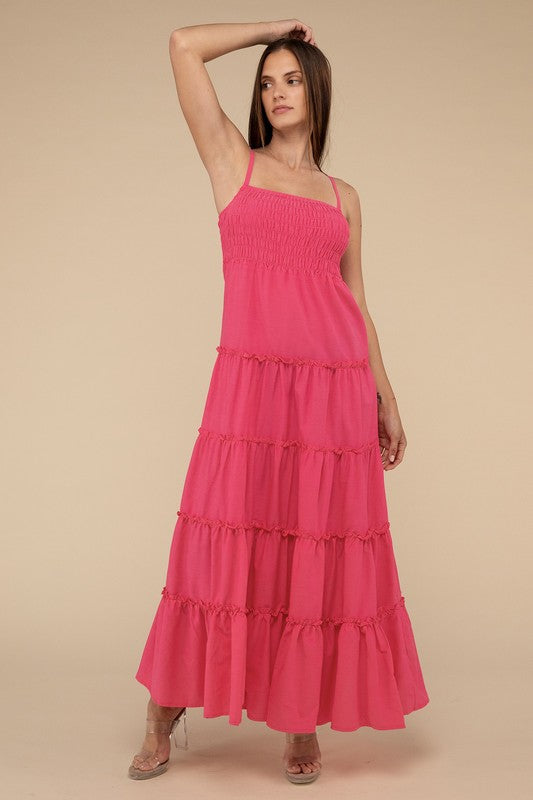 Woven Smocked Top Tiered Cami Maxi Dress - GLS Clothing Shop