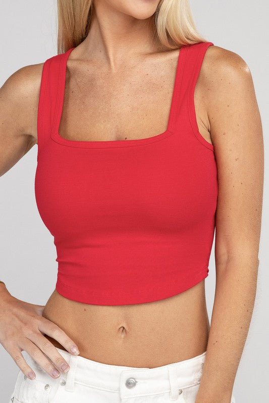 Cotton Square Neck Cropped Cami Top - GLS Clothing Shop