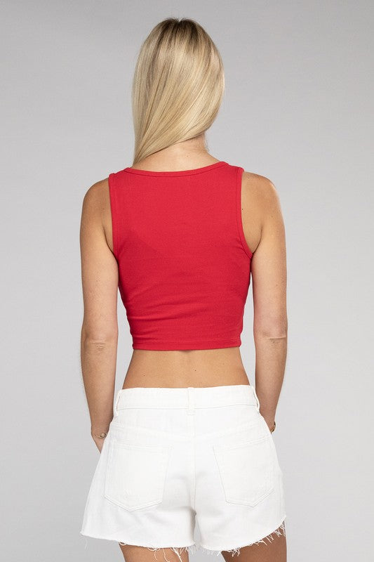 Cotton Square Neck Cropped Cami Top - GLS Clothing Shop