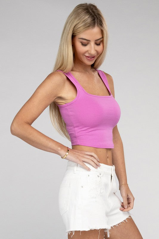 Cotton Square Neck Cropped Cami Top - GLS Clothing Shop