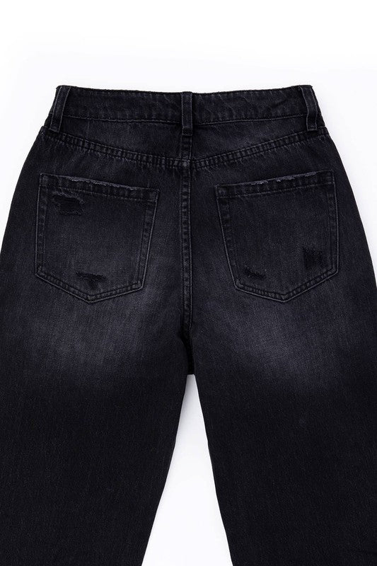 Black distressed straight jeans - GLS Clothing Shop