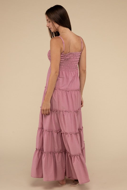 Woven Smocked Top Tiered Cami Maxi Dress - GLS Clothing Shop