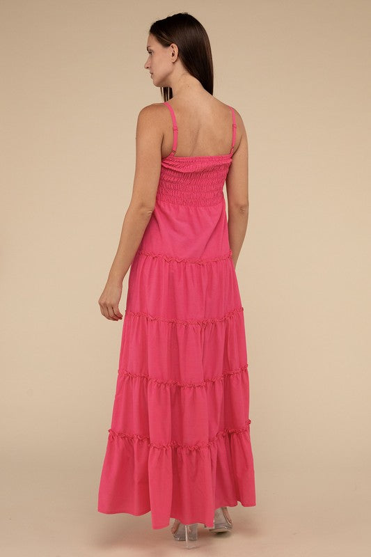 Woven Smocked Top Tiered Cami Maxi Dress - GLS Clothing Shop