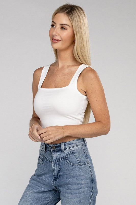 Cotton Square Neck Cropped Cami Top - GLS Clothing Shop