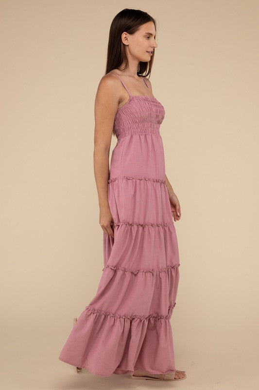Woven Smocked Top Tiered Cami Maxi Dress - GLS Clothing Shop
