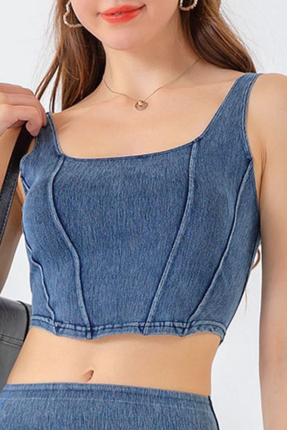 Seam Detail Cropped Denim Tank - GLS Clothing Shop