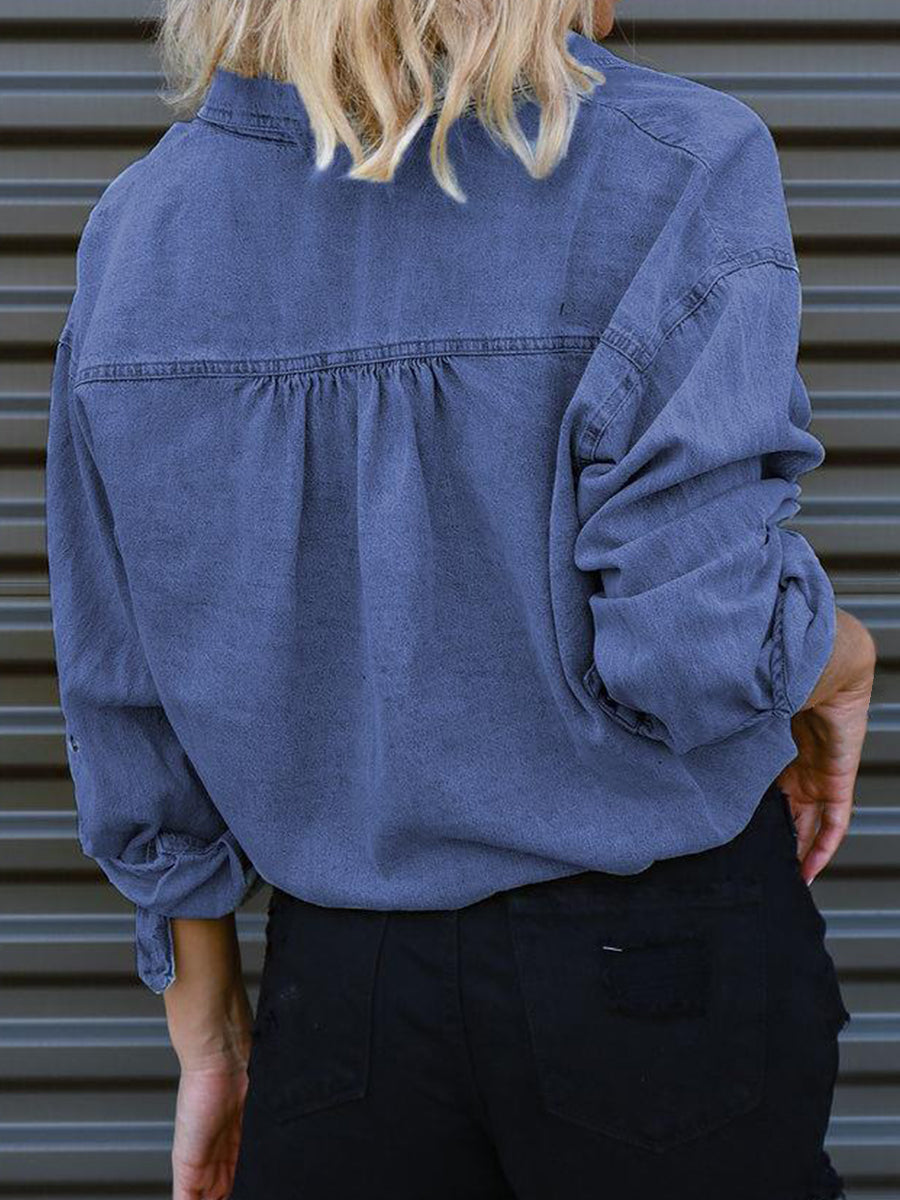 Tie Detail Denim Top - GLS Clothing Shop