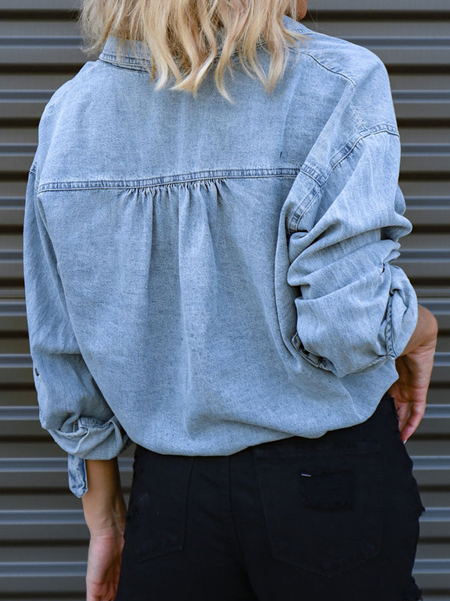 Tie Detail Denim Top - GLS Clothing Shop